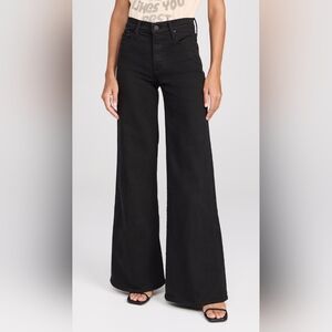 NWOT MOTHER The Lil Twister Sneak Jeans Women's Black Wide-Leg Denim Size 24